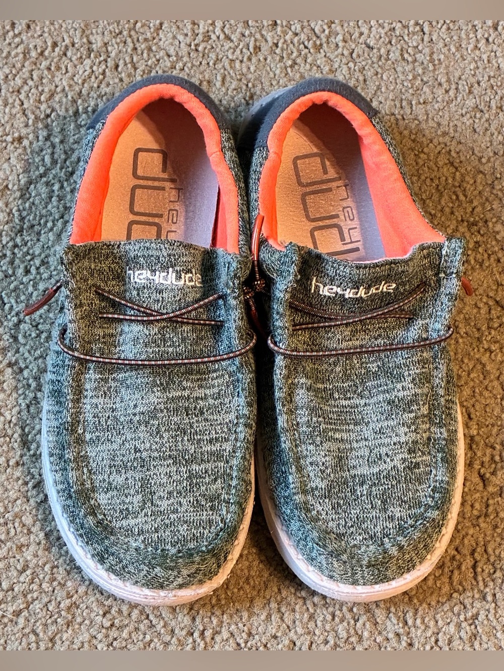 Boys Wally hey dude shoes youth size 3 stretch sage